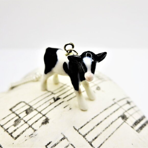 Porcelain baby lamb necklace, cow necklace, llama zebra ceramic pendant - Picture 4 of 9